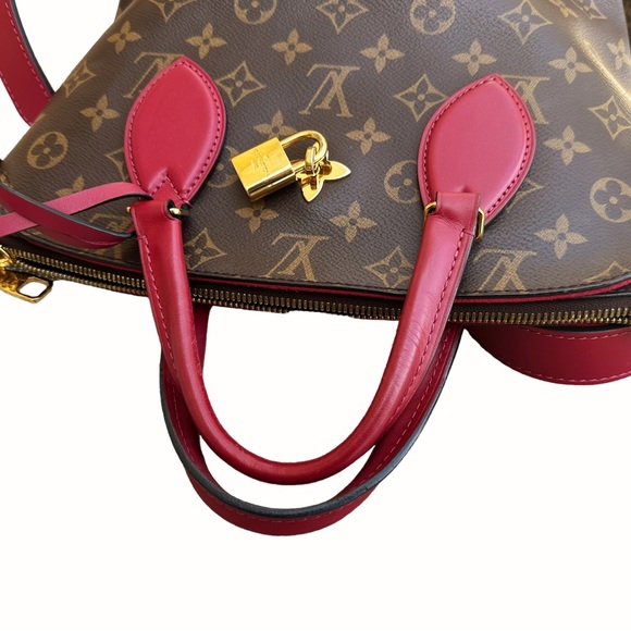 Louis Vuitton Flower Zippered PM Small Zip Satchel Brown Monogram Red - Picture 11 of 12